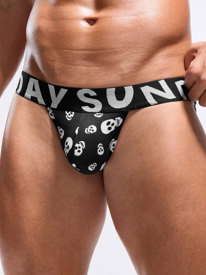 MAD-MEN Men's Sexy Letter & Skull Print Erotic Underwear